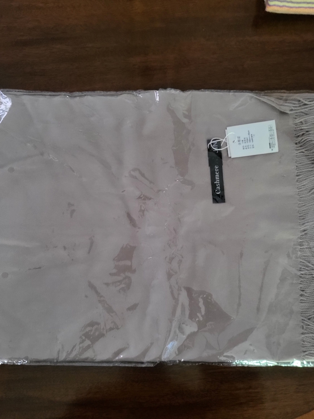 Cashmere Fringe Wrap in Soft Beige